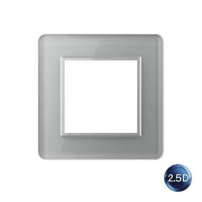 Рамка для розетки Livolo 1 пост, цвет серый, 2.5D стекло BB-C7-SR-15 2.5D Рамка для розетки Livolo 1 пост, цвет серый, 2.5D стекло BB-C7-SR-15 2.5D