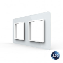 Рамка для розетки Livolo 2 поста, цвет белый, 2.5D стекло