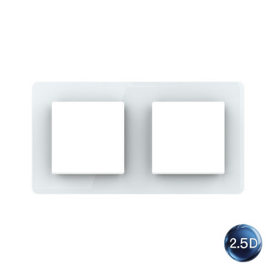 Рамка для розетки Livolo 2 поста, цвет белый, 2.5D стекло BB-C7-SR/SR-11 2.5D Рамка для розетки Livolo 2 поста, цвет белый, 2.5D стекло BB-C7-SR/SR-11 2.5D