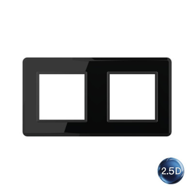 Рамка для розетки Livolo 2 поста, цвет черный, 2.5D стекло BB-C7-SR/SR-12 2.5D Рамка для розетки Livolo 2 поста, цвет черный, 2.5D стекло BB-C7-SR/SR-12 2.5D