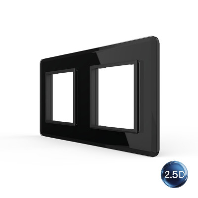 Рамка для розетки Livolo 2 поста, цвет черный, 2.5D стекло BB-C7-SR/SR-12 2.5D Рамка для розетки Livolo 2 поста, цвет черный, 2.5D стекло BB-C7-SR/SR-12 2.5D