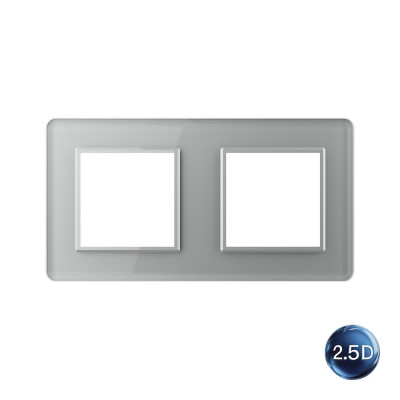 Рамка для розетки Livolo 2 поста, цвет серый, 2.5D стекло BB-C7-SR/SR-15 2.5D Рамка для розетки Livolo 2 поста, цвет серый, 2.5D стекло BB-C7-SR/SR-15 2.5D