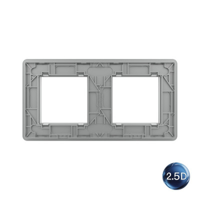 Рамка для розетки Livolo 2 поста, цвет серый, 2.5D стекло BB-C7-SR/SR-15 2.5D Рамка для розетки Livolo 2 поста, цвет серый, 2.5D стекло BB-C7-SR/SR-15 2.5D
