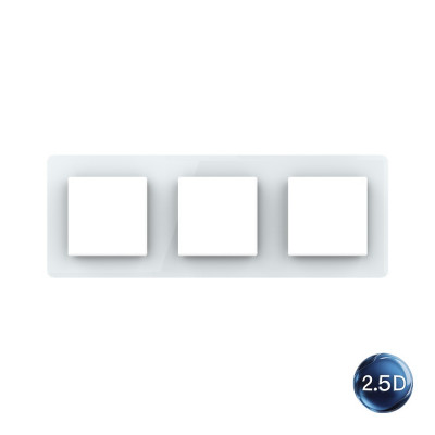 Рамка для розетки Livolo 3 поста, цвет белый, 2.5D стекло BB-C7-SR/SR/SR-11 2.5D Рамка для розетки Livolo 3 поста, цвет белый, 2.5D стекло BB-C7-SR/SR/SR-11 2.5D
