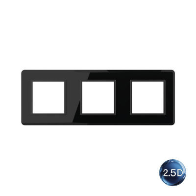 Рамка для розетки Livolo 3 поста, цвет черный, 2.5D стекло BB-C7-SR/SR/SR-12 2.5D Рамка для розетки Livolo 3 поста, цвет черный, 2.5D стекло BB-C7-SR/SR/SR-12 2.5D