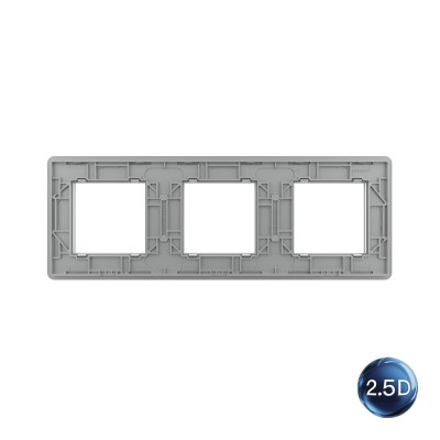 Рамка для розетки Livolo 3 поста, цвет серый, 2.5D стекло BB-C7-SR/SR/SR-15 2.5D Рамка для розетки Livolo 3 поста, цвет серый, 2.5D стекло BB-C7-SR/SR/SR-15 2.5D