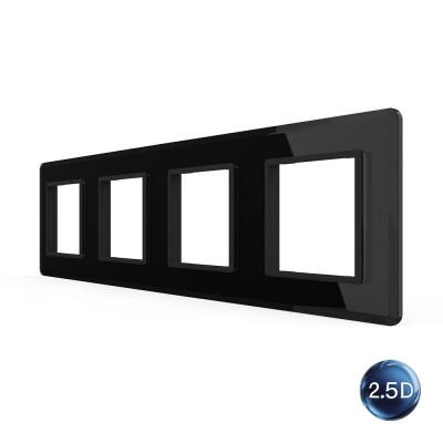 Рамка для розетки Livolo 4 поста, цвет черный, 2.5D стекло BB-C7-SR/SR/SR/SR-12 2.5D Рамка для розетки Livolo 4 поста, цвет черный, 2.5D стекло BB-C7-SR/SR/SR/SR-12 2.5D