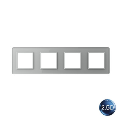Рамка для розетки Livolo 4 поста, цвет серый, 2.5D стекло BB-C7-SR/SR/SR/SR-15 2.5D Рамка для розетки Livolo 4 поста, цвет серый, 2.5D стекло BB-C7-SR/SR/SR/SR-15 2.5D