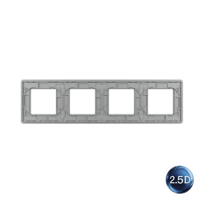 Рамка для розетки Livolo 4 поста, цвет серый, 2.5D стекло BB-C7-SR/SR/SR/SR-15 2.5D Рамка для розетки Livolo 4 поста, цвет серый, 2.5D стекло BB-C7-SR/SR/SR/SR-15 2.5D