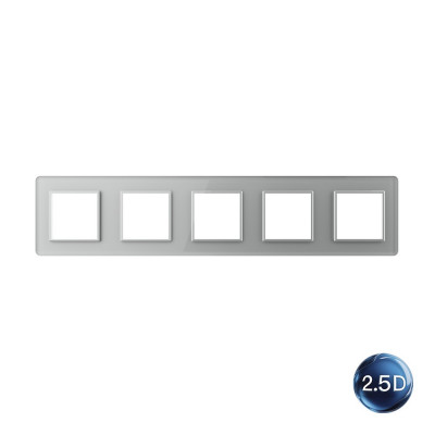 Рамка для розетки Livolo 5 постов, цвет серый, 2.5D стекло BB-C7-SR/SR/SR/SR/SR-15 2.5D Рамка для розетки Livolo 5 постов, цвет серый, 2.5D стекло BB-C7-SR/SR/SR/SR/SR-15 2.5D