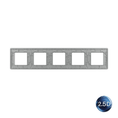 Рамка для розетки Livolo 5 постов, цвет серый, 2.5D стекло BB-C7-SR/SR/SR/SR/SR-15 2.5D Рамка для розетки Livolo 5 постов, цвет серый, 2.5D стекло BB-C7-SR/SR/SR/SR/SR-15 2.5D