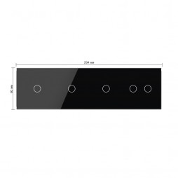 Панель для четырех сенсорных выключателей Livolo, 5 клавиш (1+1+1+2), цвет черный, стекло