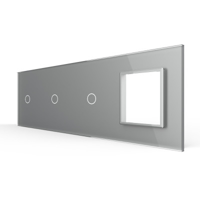 Панель для 3-х сенсорных выключателей и розетки Livolo, 3 клавиши (1+1+1), цвет серый, стекло BB-C7-C1/C1/C1/SR-15 Панель для 3-х сенсорных выключателей и розетки Livolo, 3 клавиши (1+1+1), цвет серый, стекло BB-C7-C1/C1/C1/SR-15