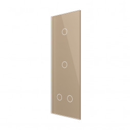 Панель вертикальная для трех сенсорных выключателей Livolo, 4 клавиши (1+1+2), цвет золотой, стекло