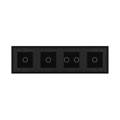 Панель для четырех сенсорных выключателей Livolo, 5 клавиш (1+2+1+1), цвет черный, стекло BB-C7-C1/C2/C1/C1-12 Панель для четырех сенсорных выключателей Livolo, 5 клавиш (1+2+1+1), цвет черный, стекло BB-C7-C1/C2/C1/C1-12