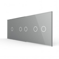 Панель для трех сенсорных выключателей Livolo, 5 клавиш (1+2+2), цвет серый, стекло