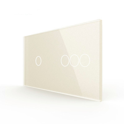 Панель для двух сенсорных выключателей Livolo, 4 клавиши (1+3), цвет жемчужный, стекло BB-C7-C1/C3-14 Панель для двух сенсорных выключателей Livolo, 4 клавиши (1+3), цвет жемчужный, стекло BB-C7-C1/C3-14