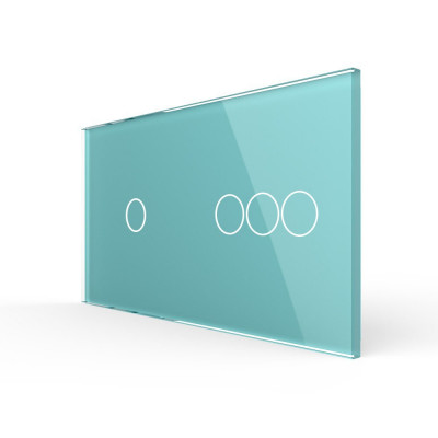 Панель для двух сенсорных выключателей Livolo, 4 клавиши (1+3), цвет зеленый, стекло BB-C7-C1/C3-18 Панель для двух сенсорных выключателей Livolo, 4 клавиши (1+3), цвет зеленый, стекло BB-C7-C1/C3-18