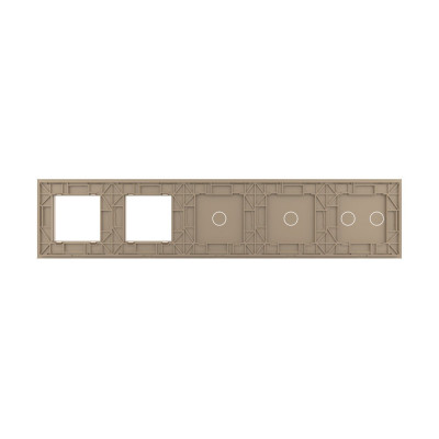 Панель для 3-х сенсорных выключателей и 2-х розеток Livolo, 4 клавиши (2+1+1), цвет золотой, стекло BB-C7-C2/C1/C1/SR/SR-13 Панель для 3-х сенсорных выключателей и 2-х розеток Livolo, 4 клавиши (2+1+1), цвет золотой, стекло BB-C7-C2/C1/C1/SR/SR-13
