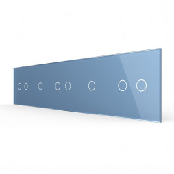 Панель для пяти сенсорных выключателей Livolo, 8 клавиш (2+1+2+1+2), цвет синий, стекло
