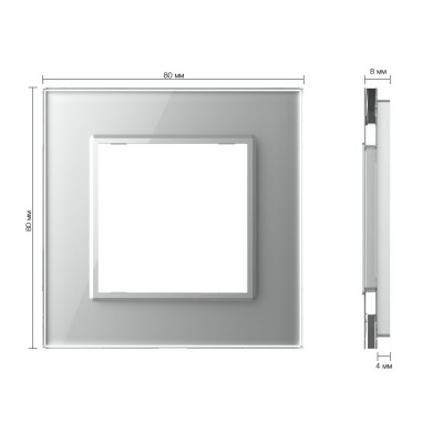 Рамка для розетки Livolo 1 пост, цвет серый, стекло BB-C7-SR-15 Рамка для розетки Livolo 1 пост, цвет серый, стекло BB-C7-SR-15