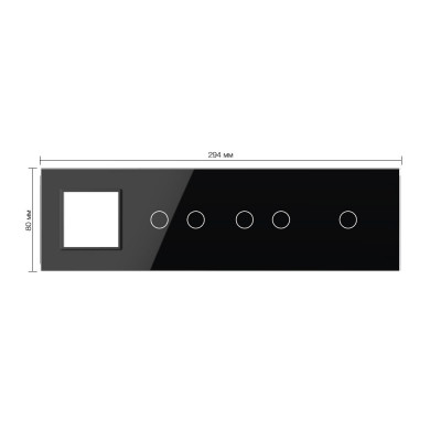 Панель для розетки и 3-х сенсорных выключателей Livolo, 5 клавиш (2+2+1), цвет черный, стекло BB-C7-SR/C2/C2/C1-12 Панель для розетки и 3-х сенсорных выключателей Livolo, 5 клавиш (2+2+1), цвет черный, стекло BB-C7-SR/C2/C2/C1-12