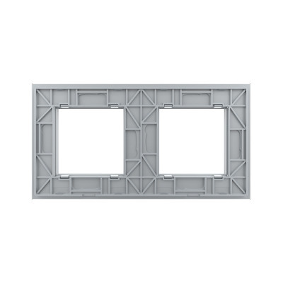 Рамка для розетки Livolo 2 поста, цвет серебристый / алюминий, стекло BB-C7-SR/SR-20 Рамка для розетки Livolo 2 поста, цвет серебристый / алюминий, стекло BB-C7-SR/SR-20