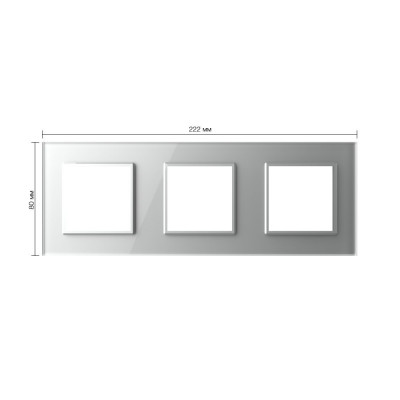 Рамка для розетки Livolo 3 поста, цвет серый, стекло BB-C7-SR/SR/SR-15 Рамка для розетки Livolo 3 поста, цвет серый, стекло BB-C7-SR/SR/SR-15