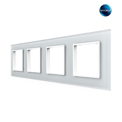 Рамка для розетки Livolo 4 поста, цвет белый матовый, стекло BB-C7-SR/SR/SR/SR-11 MT Рамка для розетки Livolo 4 поста, цвет белый матовый, стекло BB-C7-SR/SR/SR/SR-11 MT