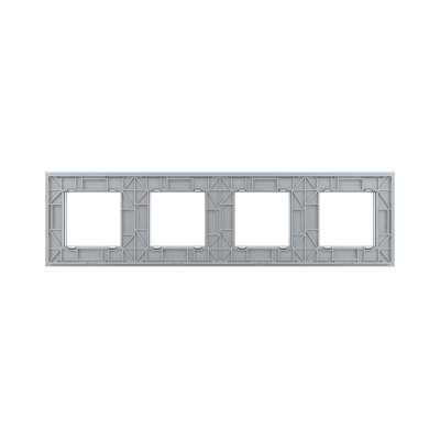 Рамка для розетки Livolo 4 поста, цвет серебристый / алюминий, стекло BB-C7-SR/SR/SR/SR-20 Рамка для розетки Livolo 4 поста, цвет серебристый / алюминий, стекло BB-C7-SR/SR/SR/SR-20