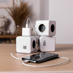 Разветвитель Cube Original 5 Euro 16A RocketSocket, цвет белый-серый