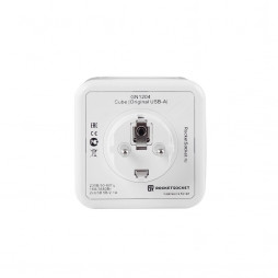 Разветвитель Cube Original 4 Euro 16A, 2 USB A с блоком 5В/2.1А RocketSocket, цвет белый-серый