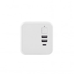 Разветвитель Cube Original 4 Euro 16A, 3 USB 2A+C с блоком 5В/3.0А RocketSocket, цвет белый-серый