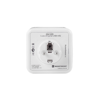 Разветвитель Cube Original 4 Euro 16A, 3 USB 2A+C с блоком 5В/3.0А RocketSocket, цвет белый-серый GN1205 Разветвитель Cube Original 4 Euro 16A, 3 USB 2A+C с блоком 5В/3.0А RocketSocket, цвет белый-серый GN1205