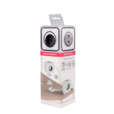 Удлинитель Cube Extended 4 Euro 16A, 3 USB 2A+C с блоком 5В/3.0А, кабель 1, 5м RocketSocket, цвет белый-серый GNS1405 Удлинитель Cube Extended 4 Euro 16A, 3 USB 2A+C с блоком 5В/3.0А, кабель 1, 5м RocketSocket, цвет белый-серый GNS1405