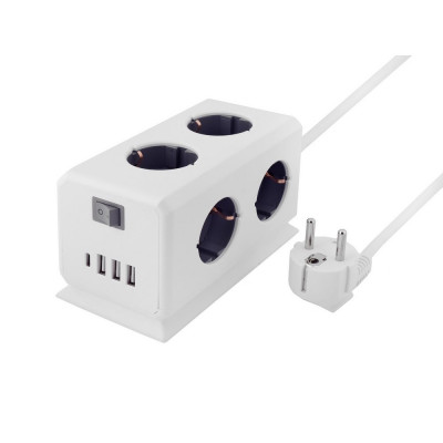 Удлинитель BiCube Extended 6 Euro 16A, 4 USB 3A+C с блоком 5В/3.1А, кабель 1, 5м RocketSocket, цвет белый-серый GNS5003 Удлинитель BiCube Extended 6 Euro 16A, 4 USB 3A+C с блоком 5В/3.1А, кабель 1, 5м RocketSocket, цвет белый-серый GNS5003