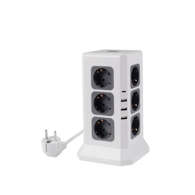Удлинитель Tower Extended 12 Euro 16A, 4 USB 3A+C с блоком 5В/3.4А, кабель 2, 0м RocketSocket, цвет белый-серый GNS5004 Удлинитель Tower Extended 12 Euro 16A, 4 USB 3A+C с блоком 5В/3.4А, кабель 2, 0м RocketSocket, цвет белый-серый GNS5004