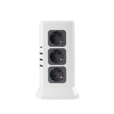 Удлинитель Tower Extended 12 Euro 16A, 4 USB 3A+C с блоком 5В/3.4А, кабель 2, 0м RocketSocket, цвет белый-серый GNS5004 Удлинитель Tower Extended 12 Euro 16A, 4 USB 3A+C с блоком 5В/3.4А, кабель 2, 0м RocketSocket, цвет белый-серый GNS5004