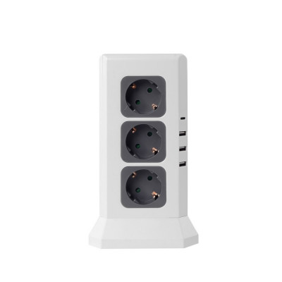 Удлинитель Tower Extended 12 Euro 16A, 4 USB 3A+C с блоком 5В/3.4А, кабель 2, 0м RocketSocket, цвет белый-серый GNS5004 Удлинитель Tower Extended 12 Euro 16A, 4 USB 3A+C с блоком 5В/3.4А, кабель 2, 0м RocketSocket, цвет белый-серый GNS5004