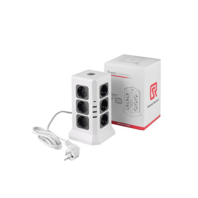 Удлинитель Tower Extended 12 Euro 16A, 4 USB 3A+C с блоком 5В/3.4А, кабель 2, 0м RocketSocket, цвет белый-серый GNS5004 Удлинитель Tower Extended 12 Euro 16A, 4 USB 3A+C с блоком 5В/3.4А, кабель 2, 0м RocketSocket, цвет белый-серый GNS5004