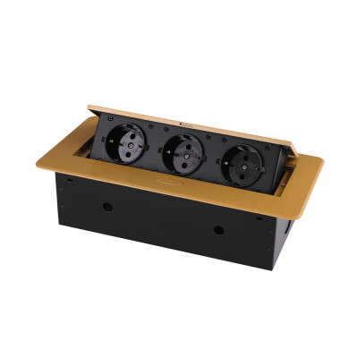 Розетка горизонтальная выдвижная 3 Euro 16A RocketSocket, проводка, цвет золотой SHS017-G Розетка горизонтальная выдвижная 3 Euro 16A RocketSocket, проводка, цвет золотой SHS017-G