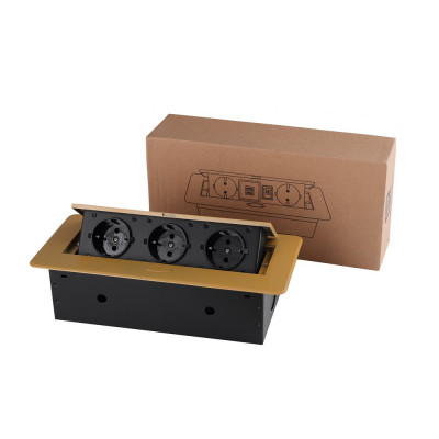 Розетка горизонтальная выдвижная 3 Euro 16A RocketSocket, проводка, цвет золотой SHS017-G Розетка горизонтальная выдвижная 3 Euro 16A RocketSocket, проводка, цвет золотой SHS017-G