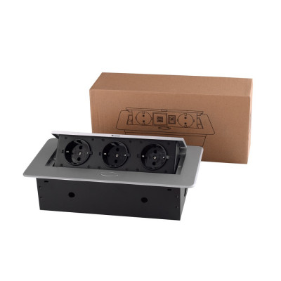 Розетка горизонтальная выдвижная 3 Euro 16A RocketSocket, проводка, цвет серый SHS017-S Розетка горизонтальная выдвижная 3 Euro 16A RocketSocket, проводка, цвет серый SHS017-S