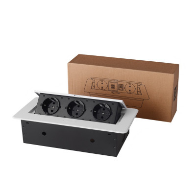 Розетка горизонтальная выдвижная 3 Euro 16A RocketSocket, проводка, цвет белый SHS017-W Розетка горизонтальная выдвижная 3 Euro 16A RocketSocket, проводка, цвет белый SHS017-W