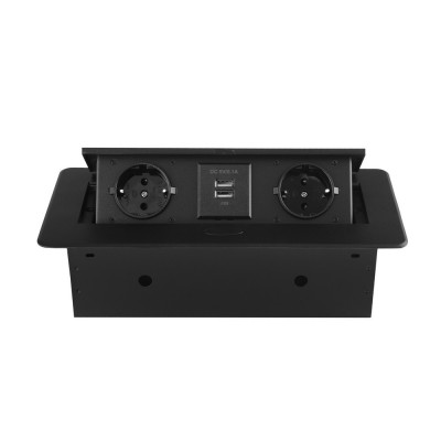 Розетка горизонтальная выдвижная 2 Euro 16A, 2 USB A с блоком 5В/2.1А RocketSocket, проводка, цвет черный SHS018-B Розетка горизонтальная выдвижная 2 Euro 16A, 2 USB A с блоком 5В/2.1А RocketSocket, проводка, цвет черный SHS018-B
