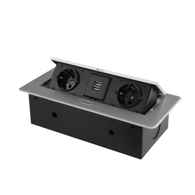 Розетка горизонтальная выдвижная 2 Euro 16A, 2 USB A с блоком 5В/2.1А RocketSocket, проводка, цвет серый SHS018-S Розетка горизонтальная выдвижная 2 Euro 16A, 2 USB A с блоком 5В/2.1А RocketSocket, проводка, цвет серый SHS018-S