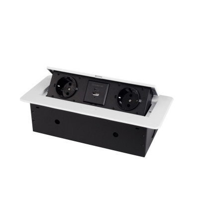 Розетка горизонтальная выдвижная 2 Euro 16A, USB type A+C с блоком 18W RocketSocket, проводка, цвет белый SHS019-W Розетка горизонтальная выдвижная 2 Euro 16A, USB type A+C с блоком 18W RocketSocket, проводка, цвет белый SHS019-W