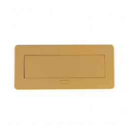 Розетка горизонтальная выдвижная 2 Euro 16A, 2 USB A с блоком 5В/2.1А, RJ45 RocketSocket, проводка, цвет золотой
