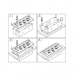 Розетка горизонтальная выдвижная 2 Euro 16A, 2 USB A с блоком 5В/2.1А, 2 RJ45 RocketSocket, проводка, цвет золотой