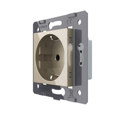 Розетка электрическая с заземлением защитными шторками 16A Livolo, цвет шампань (механизм) VL-C7-C1EU-16 Розетка электрическая с заземлением защитными шторками 16A Livolo, цвет шампань (механизм) VL-C7-C1EU-16